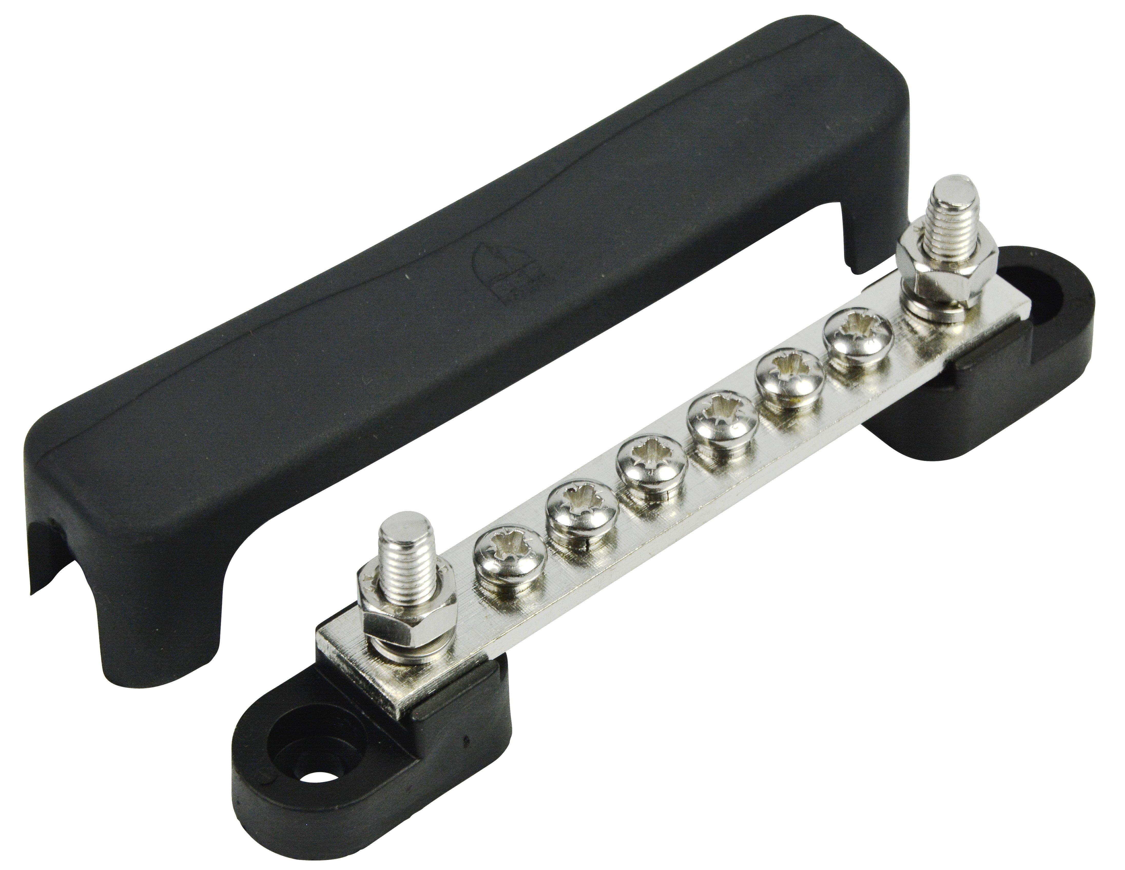 Buss Bar - 6 Way/100A with 2 Input Studs (with Red and Black)